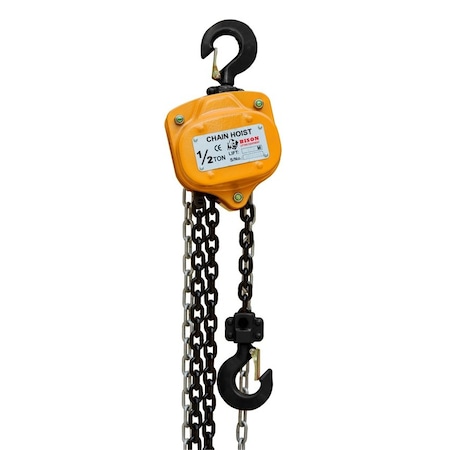1/2 Ton Manual Chain Hoist, 20 Ft, Black Oxide Chain